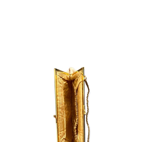 VTG 1950s Woven Gold Evening Bag with Chain Handle - Picture 7 of 8